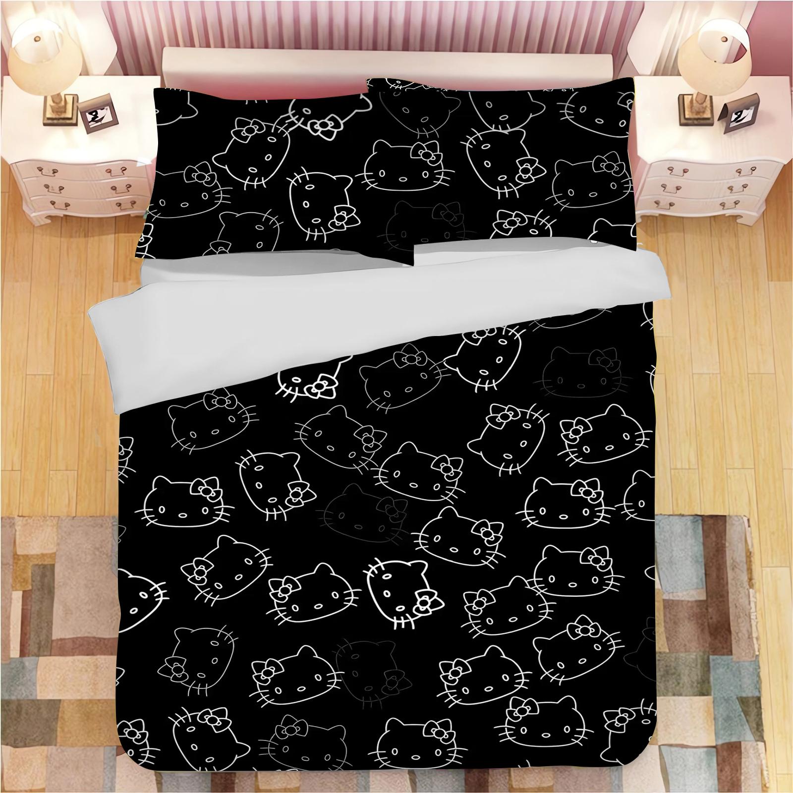 

Comforter Sanrio Series Kuromi Duvet Bedding Set For Children King Size Luxury 100% Polyester 3-Piece Christmas Gifts Home Decor Comforter (quilt)-EU Single(135*200cm)3pcs