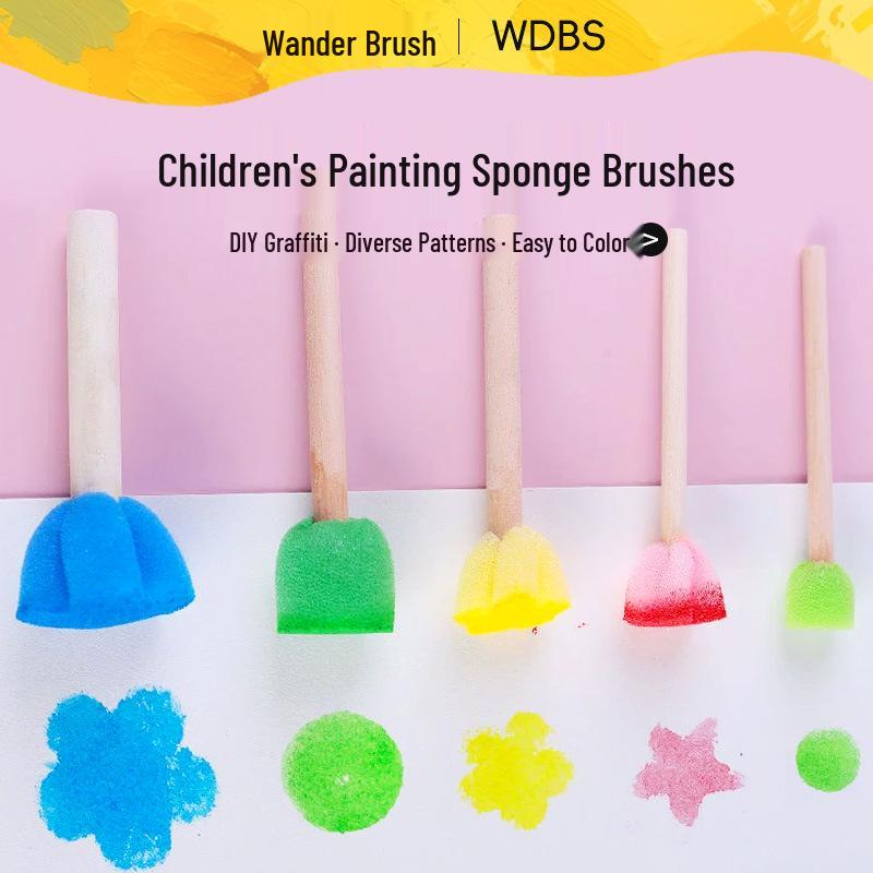 5 Colorful Mushroom Sponge Stamps: Children's Irregular Art & DIY Paintbrush Set