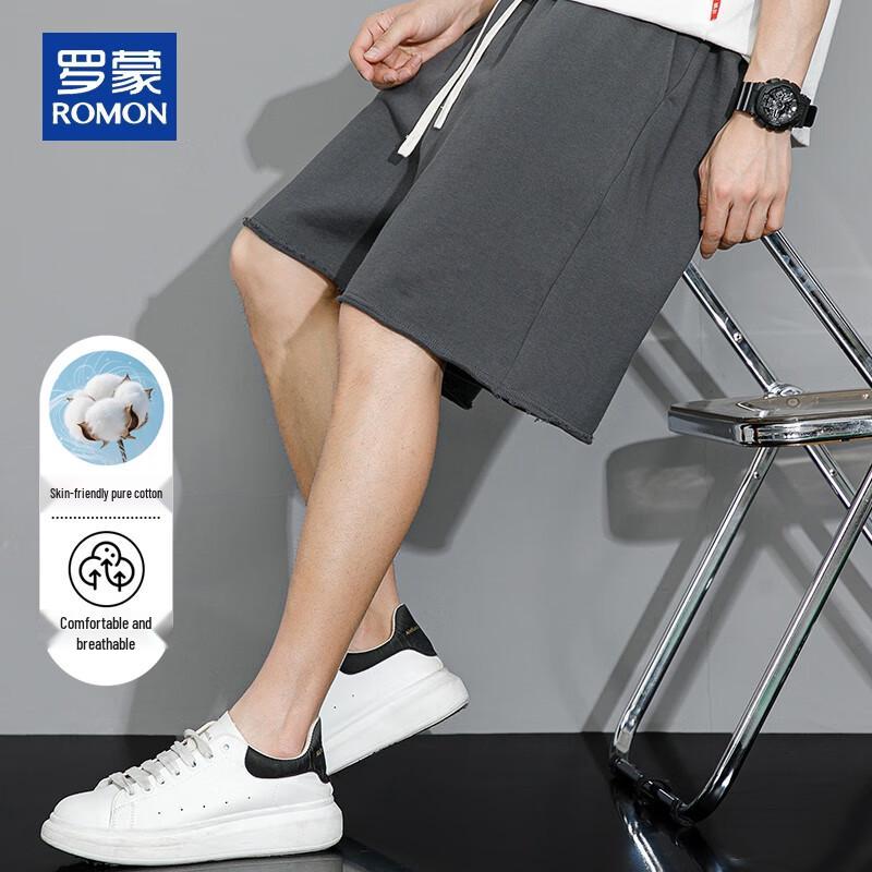 ROMON Men s Lightweight Washed Cotton Casual Knee-Length Shorts L