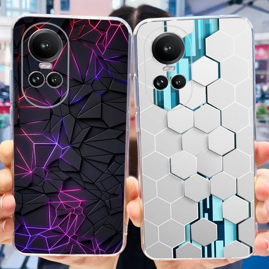 For Oppo Reno 10 Pro 5G Case Reno 10 Phone Case Fashion Flower Cartoon Clear Silicone Shockproof Cover For Reno10 Pro Plus Coque