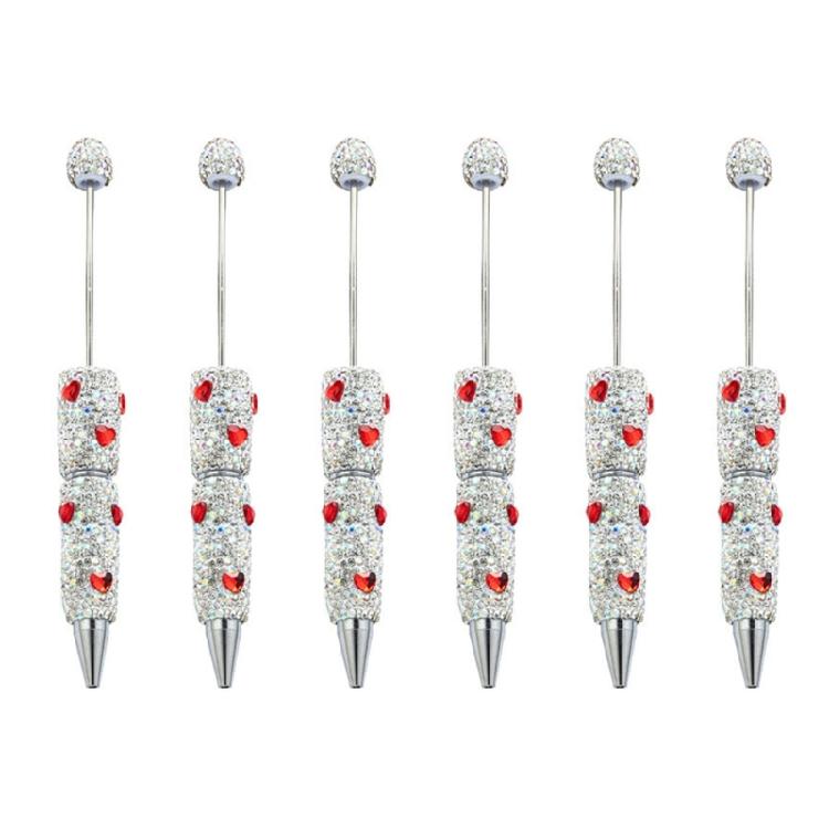 

6pcs 1.0mm Beadable Pen Black Ink Ballpoint Pen Glittering Bead Pen Writing Pen Rhinestones Fancy Pen School Supplies красный