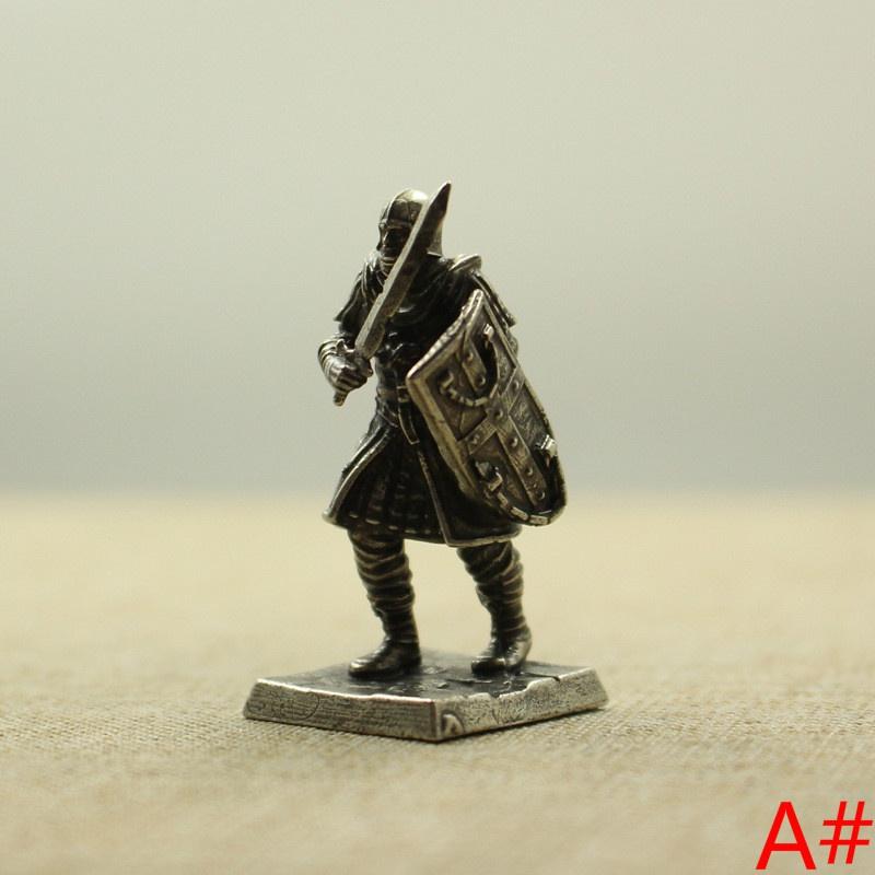 Mediaeval Knight Soldier Miniature Figurine Pure Copper Desktop Decoration Craft Gift for Collectors