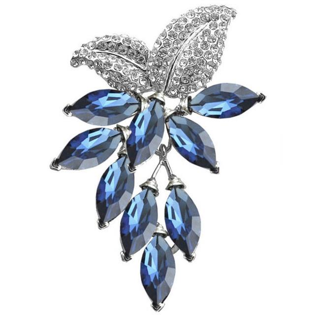 

High End Temperament Rhinestone Grape Leaf Corsage Modish Fashionable Autumn And Winter Pin Ladies Clothes Accessories BroochFashion Jewelry