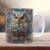 3D Owl, Ceramic Coffee Mug, Tea Cup, New Hole Wall, Cute Hole Wall