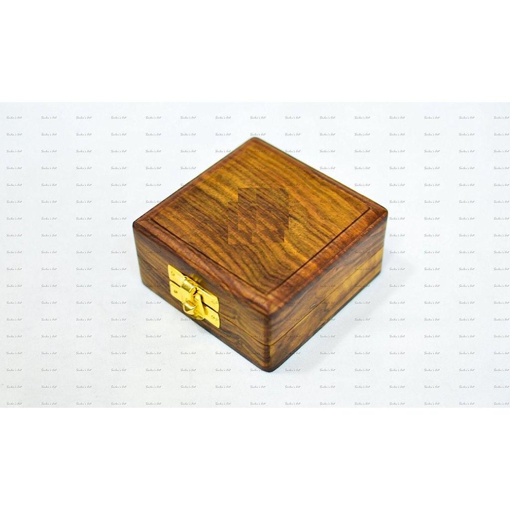 Vintage Antique Look Brass Analog Ship Pocket Watch with Wooden Box (Clear, Brown, 2 Inch)