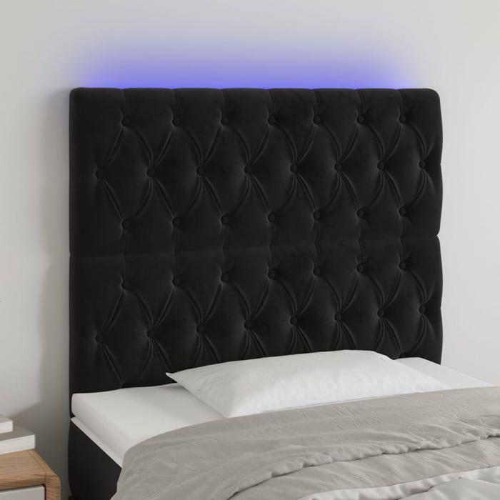 VidaXL Tête de Lit à LED Meuble de Chambre à Coucher Accessoire de Lit Simple Tête de Cadre de Lit Intérieur Noir 3122804