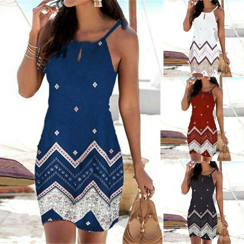 Women's Strappy Floral Print Mini Dress For Summer Stylish Beach Getaways