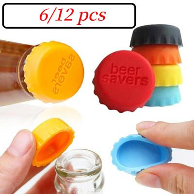 6/12pcs Reusable Tools Portable Silicone Beer Bottle Cap Stopper Catering Soda Wine Stoppers Accessorie Kitchen Supplies Barware
