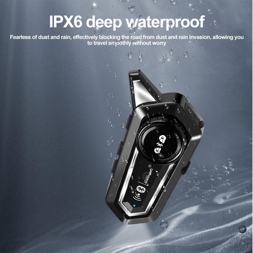 1/2x Cască Bluetooth Motocicletă Interfon 1000mAh MOTO Communicator 500m Interfon Kit de apeluri Mâini libere Cu lanternă