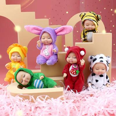 11cm Mini Sleep Baby Doll Fashion Simulation Rebirth Dolls Mini Cute Doll Cartoon Animal Kids Toy for Children Birthday Gift