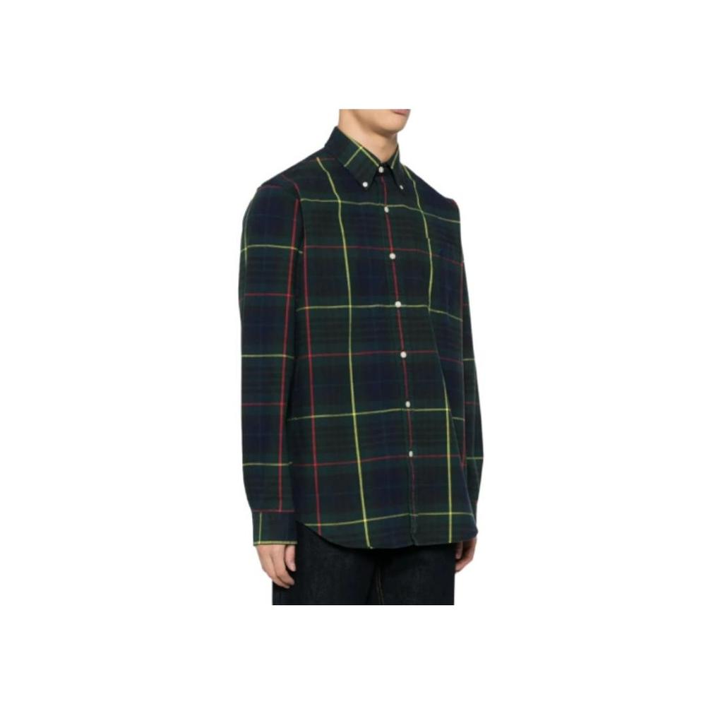 Polo Ralph Lauren Plaid Single-Breasted Long Sleeve Shirt Men Shirts Dark-Brown Green 710916468-001