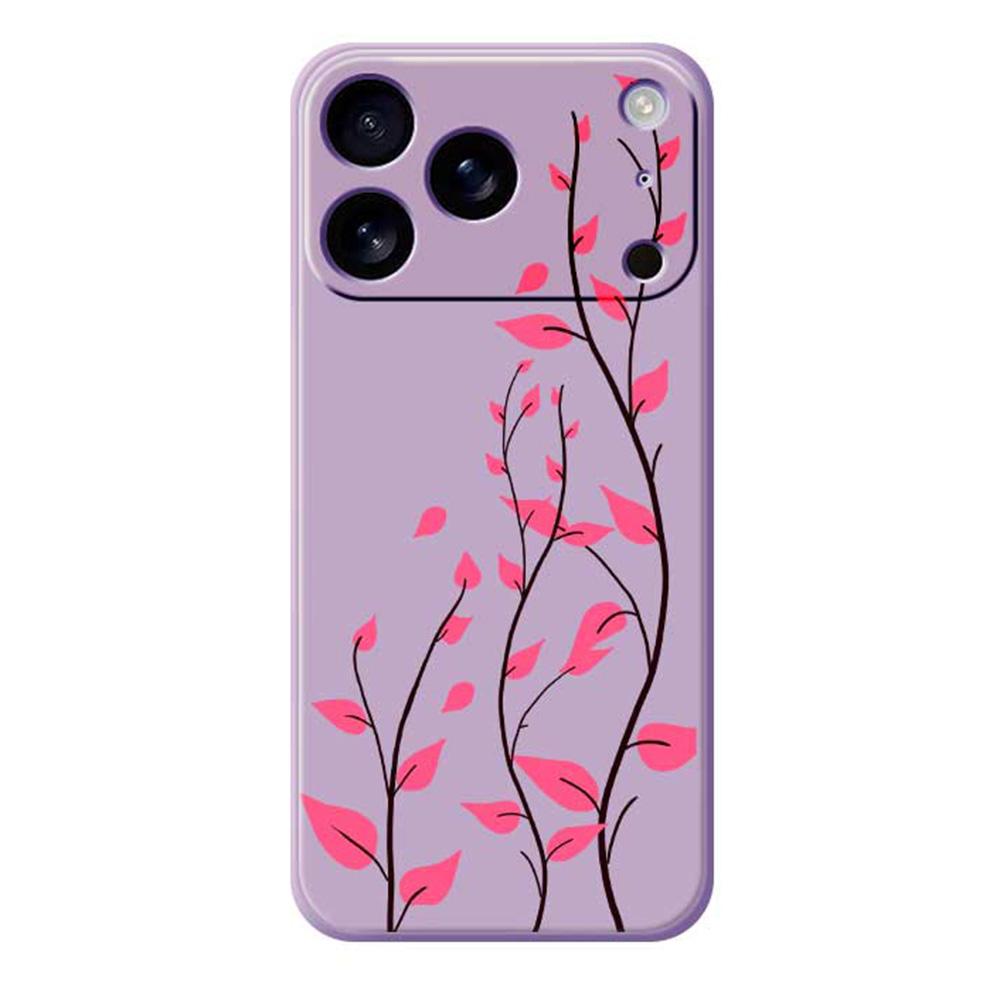 For iPhone 17 Pro Case Red Leaves Pattern Printing Straight Edge TPU Phone Back Cover