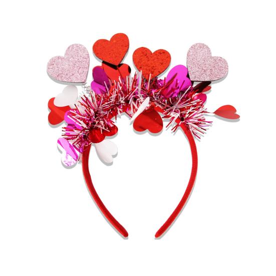 Opaska na Walentynki dla Kobiet Brokatowe Serce Miłości Dodatek do Włosów na Walentynki Ślub Urodziny Artykuły na Imprezę
