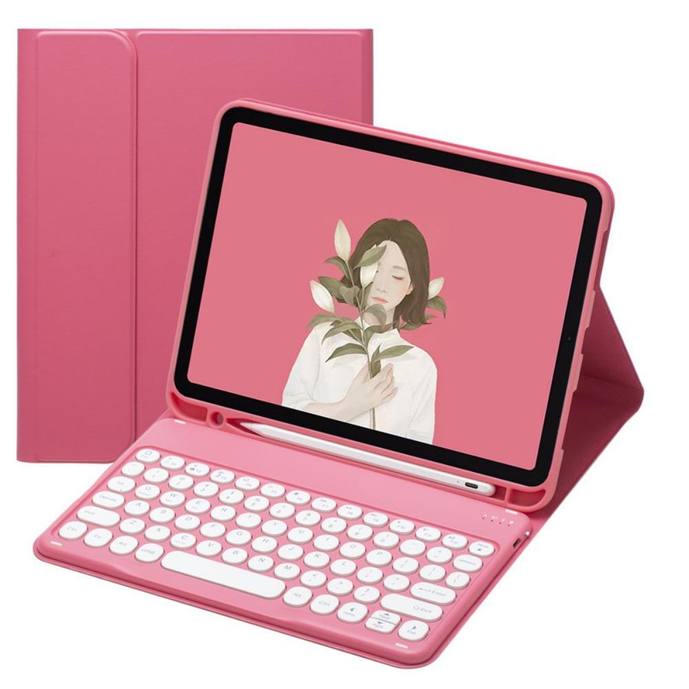 Leather Keyboard Case for iPad Air 5 Mini 6 with Bluetooth Touch Control 110 97 Inch Round Keycap M4 Cover