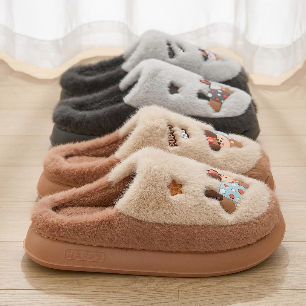 Cute Dachshund Cotton Slippers Winter Home Indoor Couple Home Non-slip Plush Warm Cotton Mop