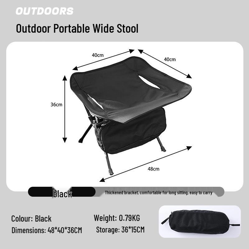 Aluminum Ultra-Light Folding Camping Stool for Sketching, Fishing, and Mountaineering чёрный