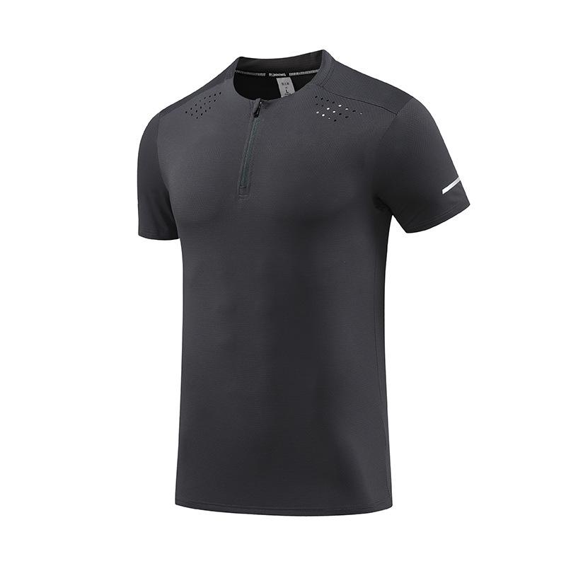Sport-T-Shirt Halber Reißverschluss Fitnesskleidung Herren Basketball Trainingskleidung Laufen Atmungsaktive Kleidung Kurzarm-T-Shirt Schnelltrocknend