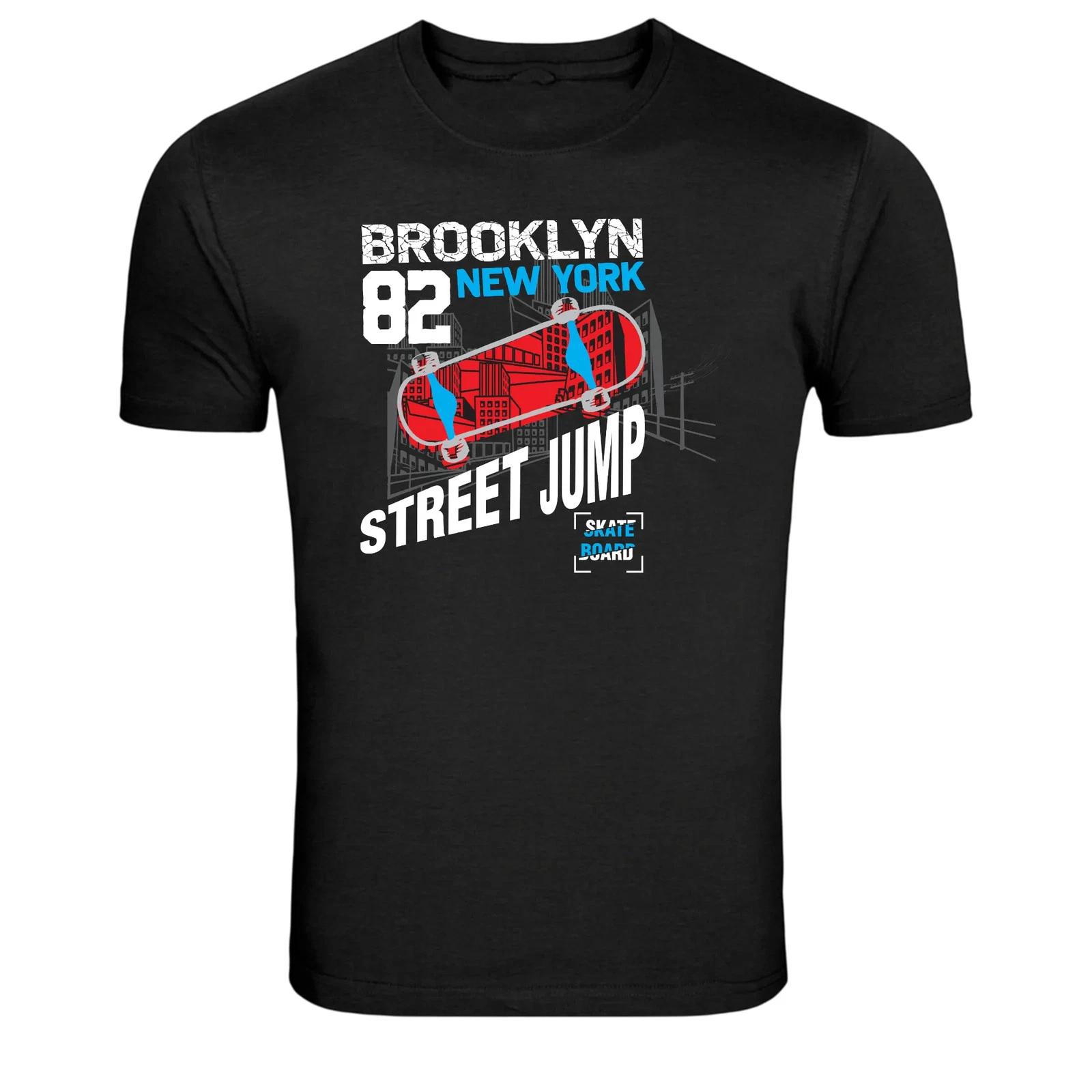 Brooklyn New York 82 Street Jump Skateboard Graphic T-Shirt L