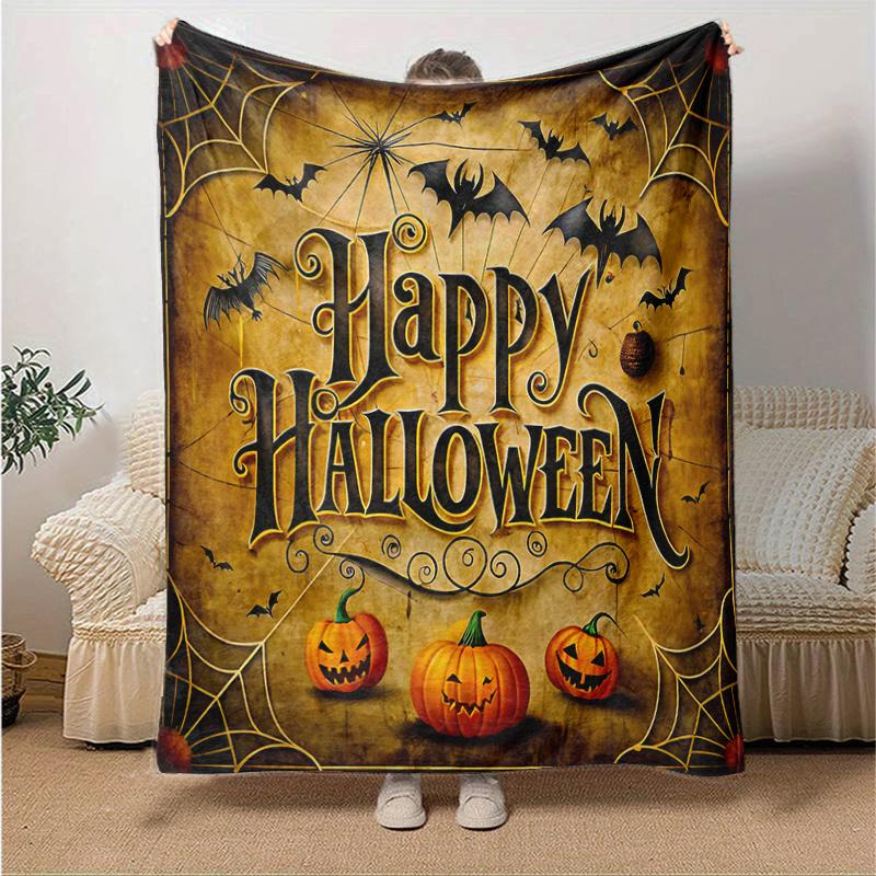 1pc Halloween Happy Day Blanket  Cute Home Decor for All Seasons, Living Room, Travel, Camping, Car Blankets