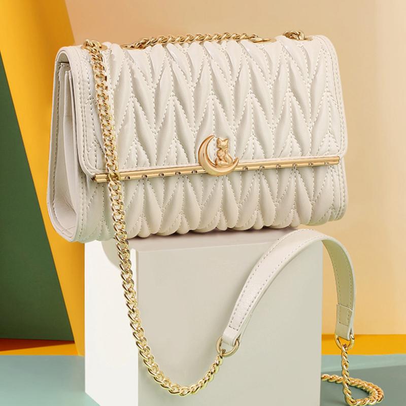 FOXER 2026 Spring New Women s Shoulder Bag Cowhide Leather Fashion Chain Bag Lady Crossbody Bag Elegant Versatile Armpit Purse
