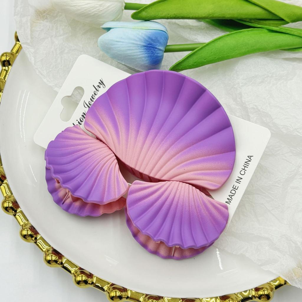 3pcs/set Gradient Dreamy Shell Hair Claw Clips Ocean Beach Conch Hair Clip Seashell Matte Shark Clip Headwear Hair Accessories