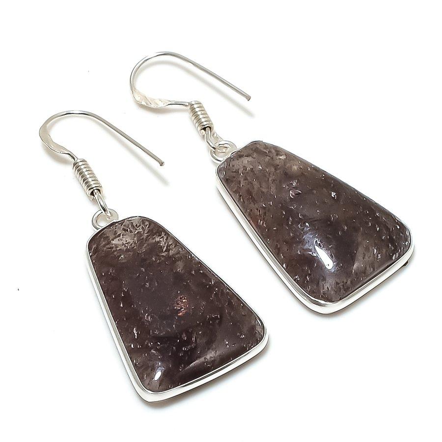 Natural Moss Agate Gemstone 925 Sterling Silver Jewelry Earring 1.77  AE-12417