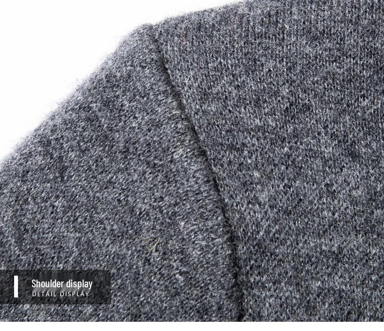 Men's 100% Pure Wool Half-Zip Thickened Sweater, High-End Solid Color Knitwear for Autumn/Winter