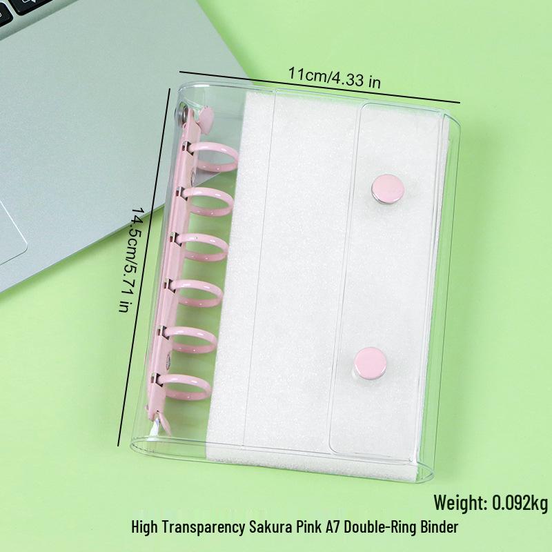 A6A7A8m5 Star Double Buckle Transparent PVC Soft Shell 6-Hole Metal Clip Planner Album Book Cover