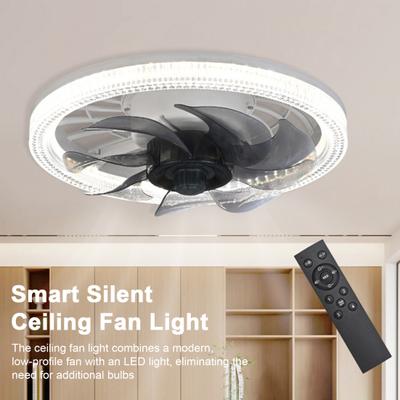 2-in-1 Smart Silent Ceiling Fan with Light Dimmable Speed Adjustable Energy-saving Bedroom Flush Mount Ceiling Fan Light