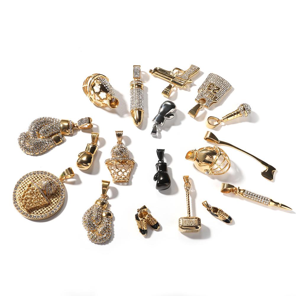 Hot Sale Stainless Steel Hip Hop Necklace, Boxing Gloves, Helmet, Jerseys, Axe Hammer Pendant