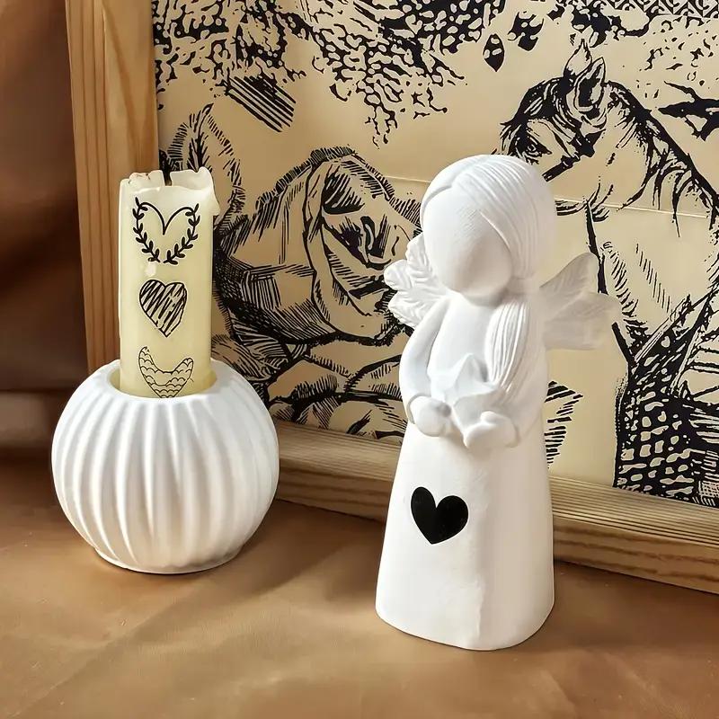 Stereoscopic 3D Angel Candle Mold with Wings Praying Angel Holding Love Holding Star Angel Plaster Silicone Moulds Ornaments