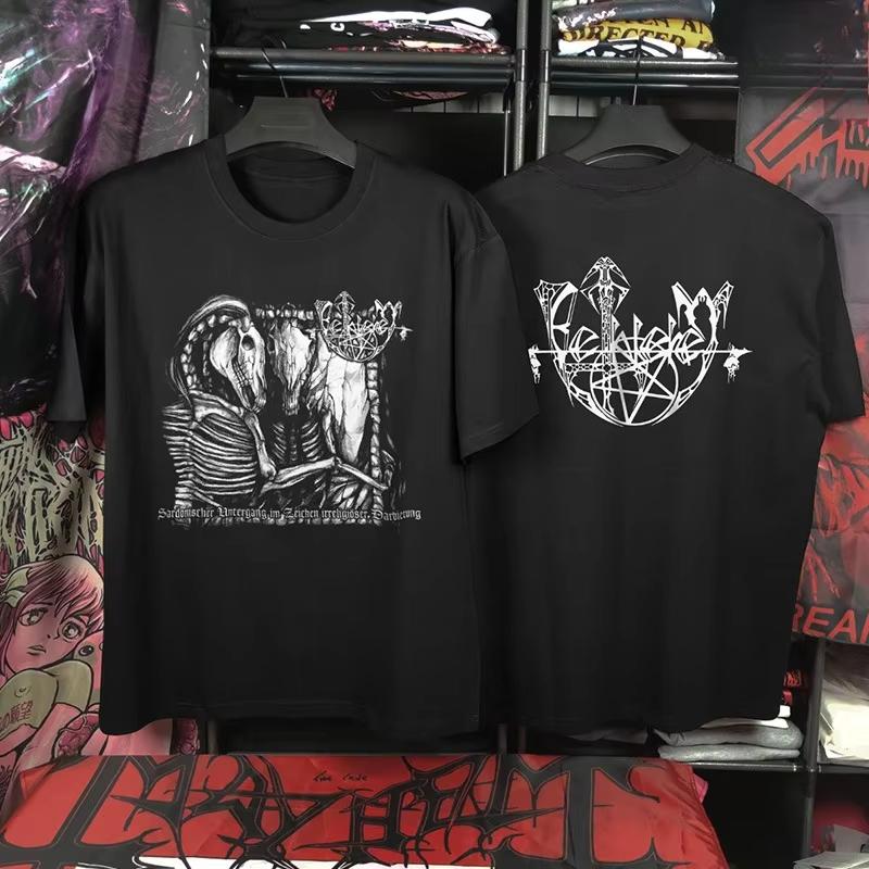 BETHLEHEM T-shirt Banda Metal Uomo Estate Moda Street Trend Manica Corta Cotone Comoda Larga Abbigliamento Uomo e Donna