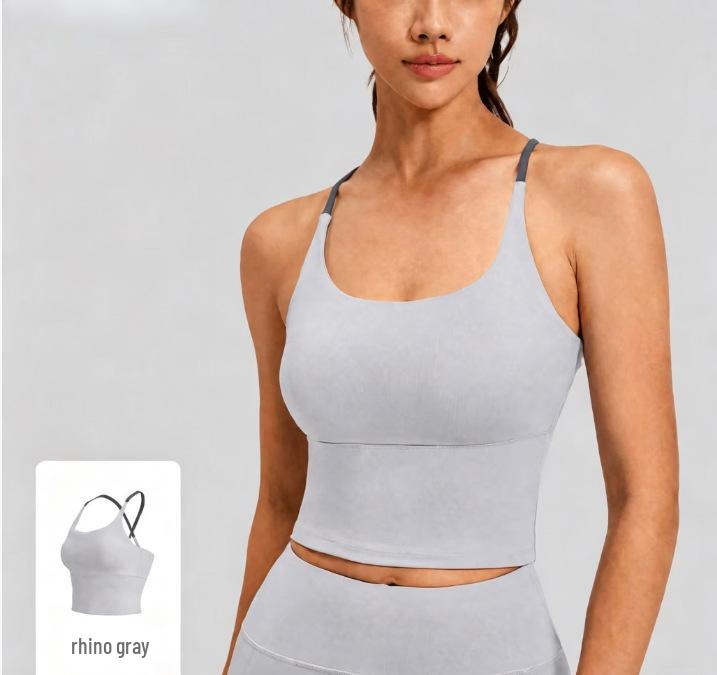 Seamless Strappy Sports Bra: High Elasticity, Padded, Bare Feel Yoga Tank Top for Women