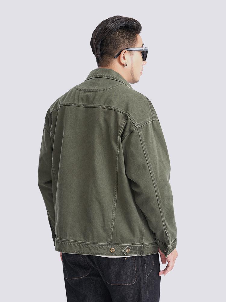 Z0602 Plus Size Men's Retro Washed Denim Workwear Jacket - Autumn Collection