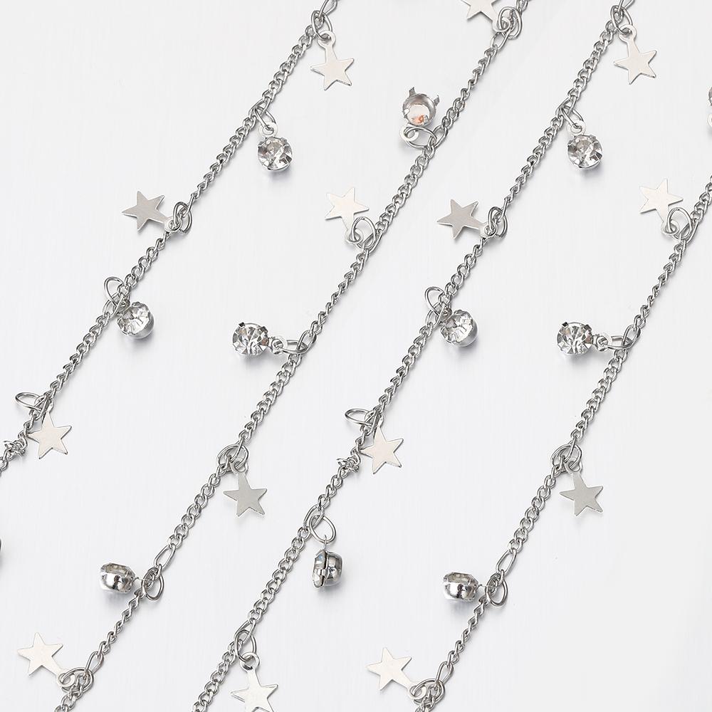 

2Meters 1Meter Crystal Charms Copper Chain Star Pendants Chains for Jewelry Making DIY Necklace Bracelet Wholesale Supplies 1Meter