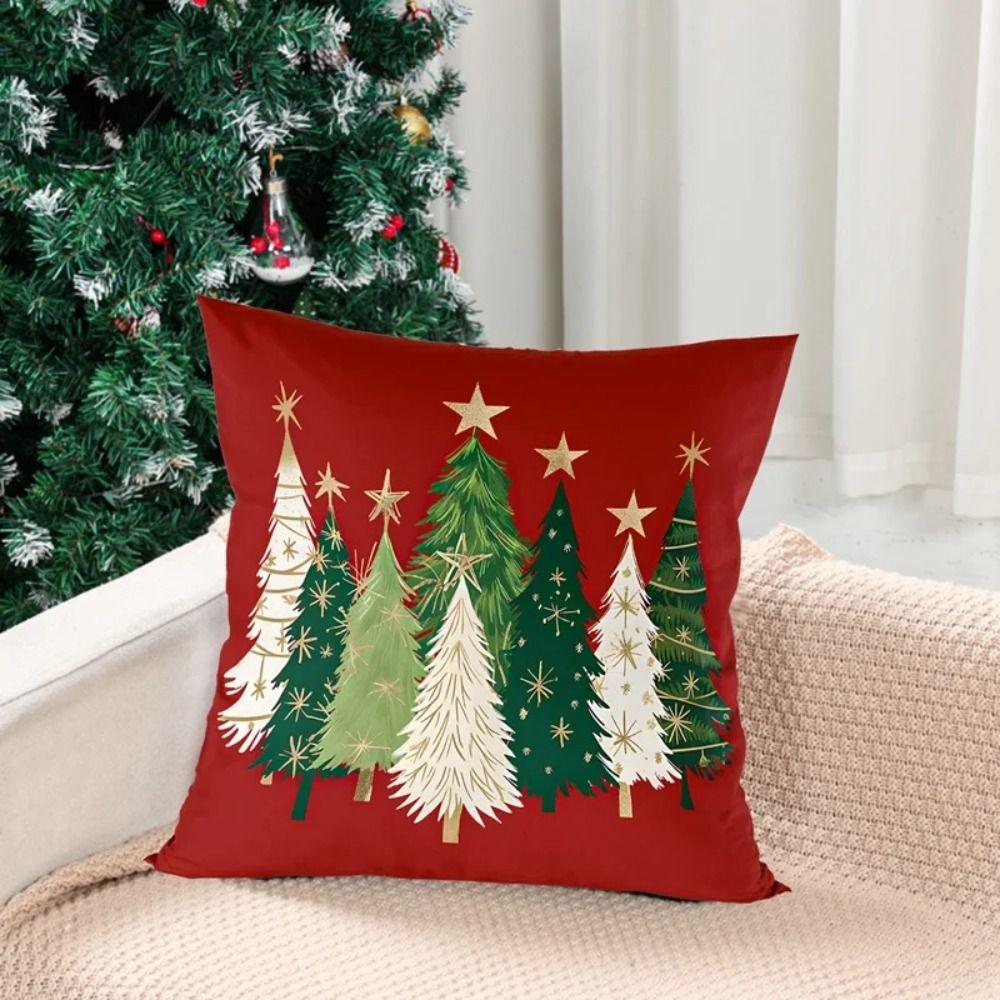Home Textile Christmas Pillow Cover Xmas Trees Pattern Breathable Christmas Tree Pillow Cover Comfortable Cushion Cover
