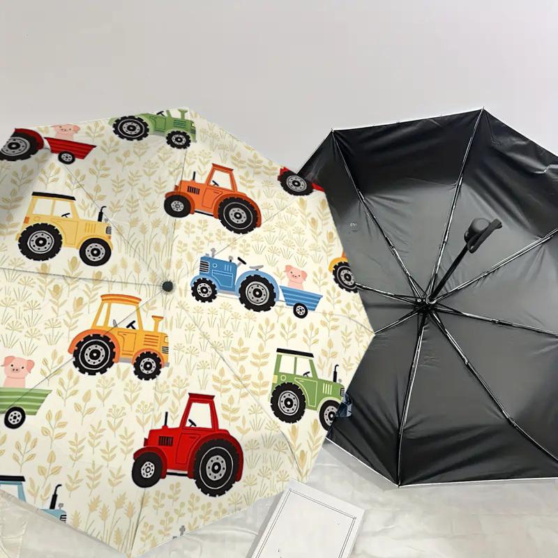 1PC Tractors Piglets Umbrella-8-Rib Reinforced, Automatic Open, Lightweight & Durable, Cute Fashion Accessory for Outdoor-T395