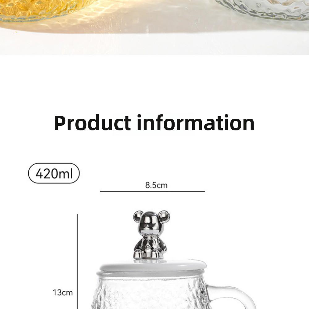 Bear Cup Teacup Simple Breakfast Glass with Lid Cute Mug Big Belly Water Cup