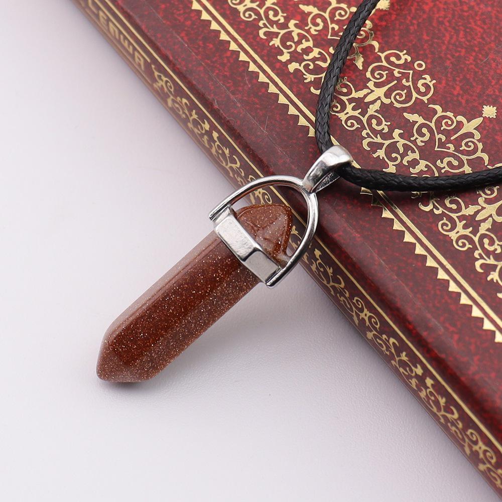 Handmade Amethyst & Rose Quartz Hexagonal Pendant Necklace N760