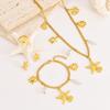OAHLAN Ocean Series Colorful Scallop Starfish Pearl Sweater Chain 18k Gold Plated Stainless Steel Earrings Bracelet Necklace Set