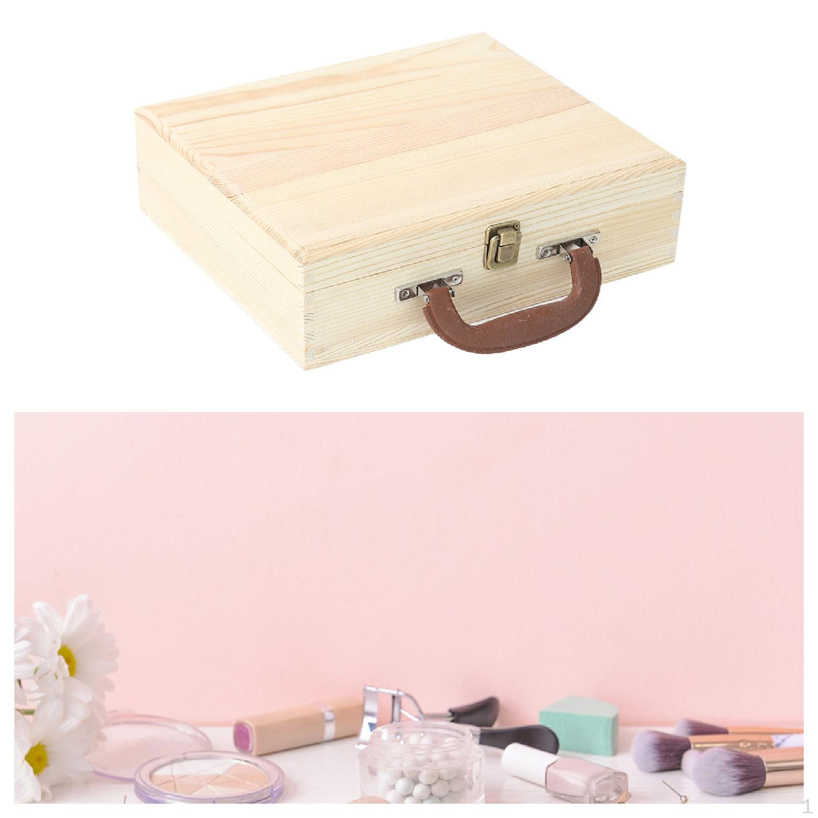 

Деревянная коробка для хранения ювелирных изделий, портативная с ручкой, подарочная упаковка для любителей DIY, пустая 27.5cmx23.5cmx9.5cm