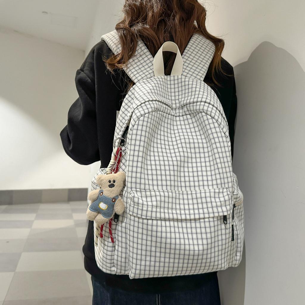 Schoolbag Junior high school student schoolbag female ins niche travel high school college student lightweight backpack versatile new plaid backpack