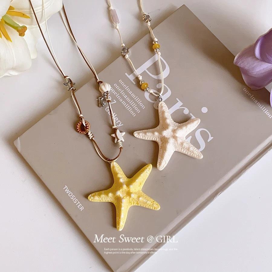Women's Seaside Vacation Style Collarbone Starfish Necklace