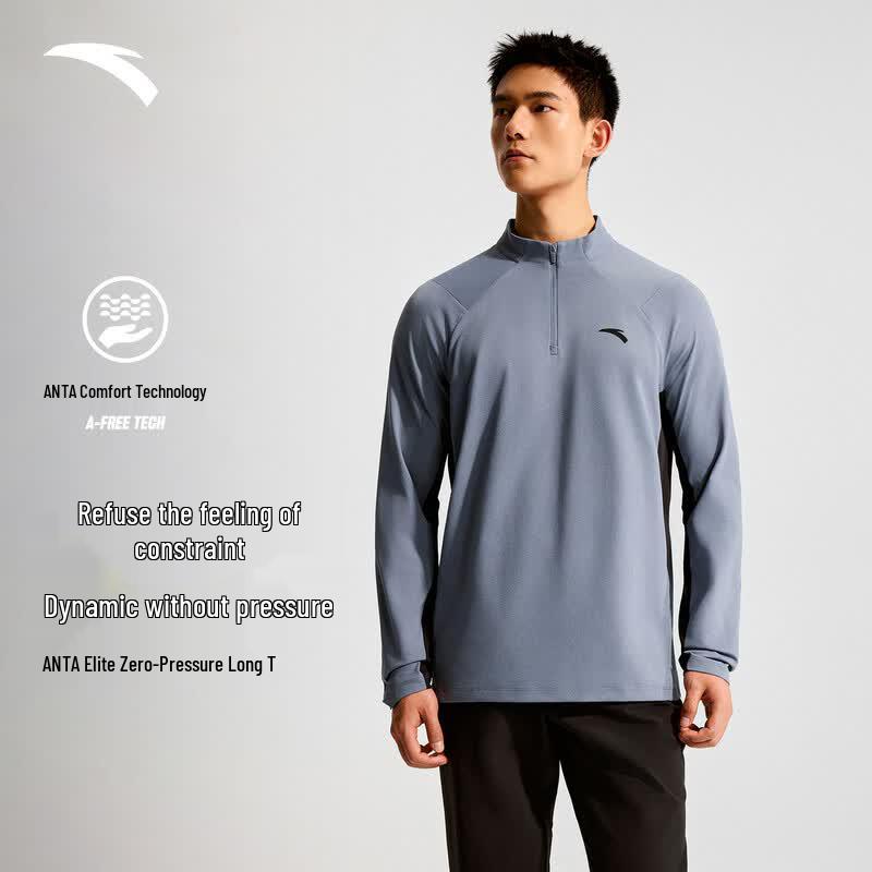 Anta Men's Zero-Pressure Half-Zip Long Sleeve Top