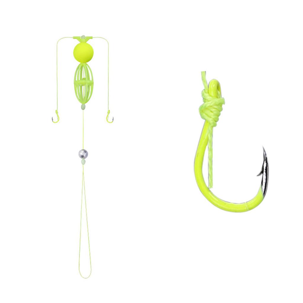 Uppgraderad Grön Karpfiskelina med Dubbelkrok Anti-bottenbetebur för att Fiska Silverkarp och Större Karp