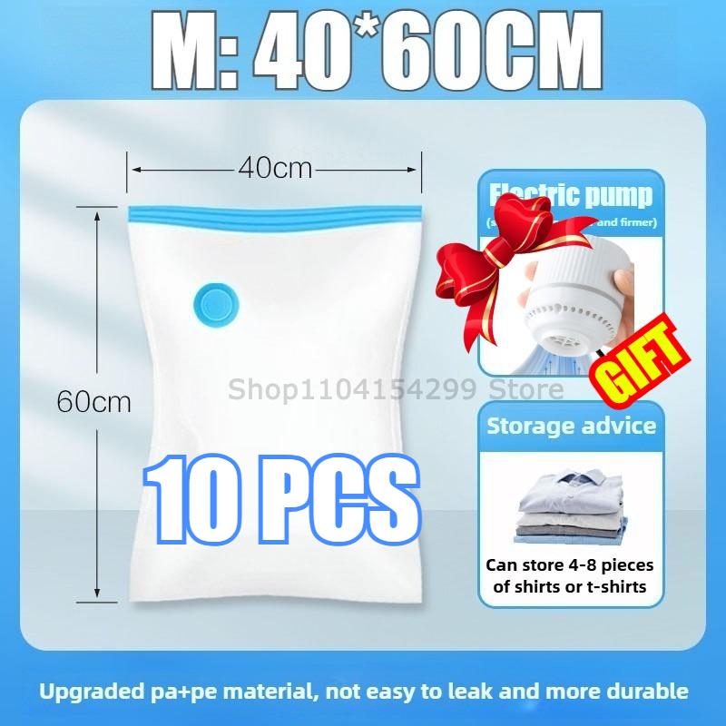 1-10PCS Vacuum Storage Bag Travel Organizer with Pump Leakproof & Scratch-Resistant for Clothes Blankets Bedding Space-Saving