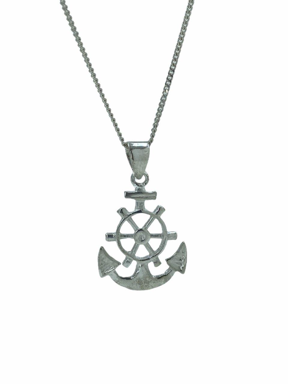 

Безкаменный простой шлем, матросский якорь, якорь, серебряное ожерелье 925 пробы