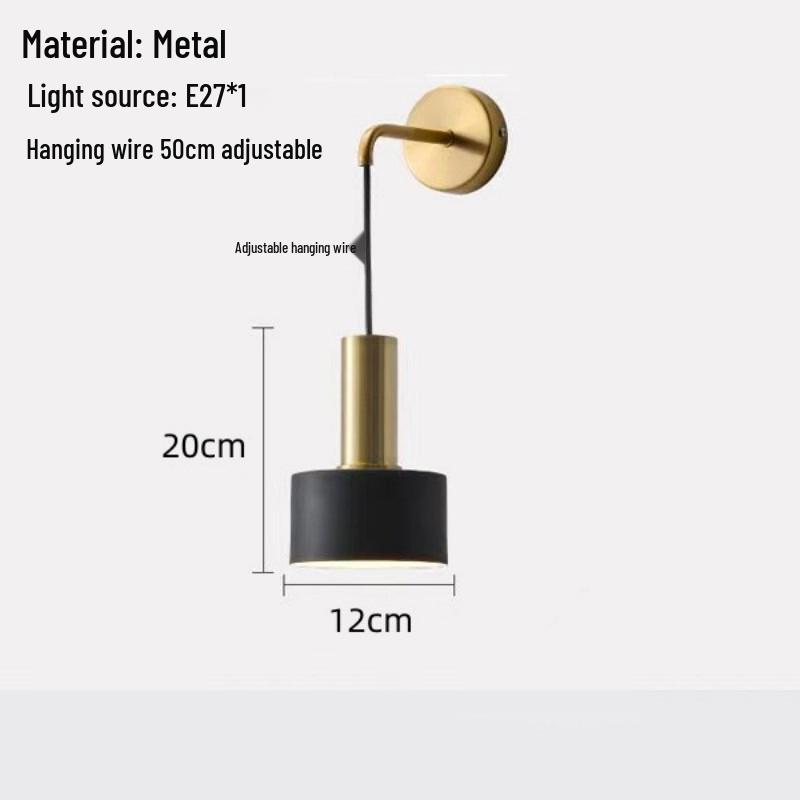 Nordic Minimalist Metal Wall Lamp for Bedroom, Living Room, and Hotel Rooms