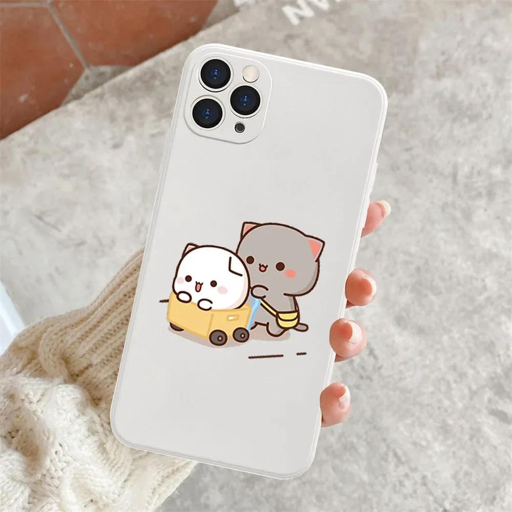 

Cute Cartoon Cat Paired Lovers Couple Phone Cases for iPhone 16 13 15 11 12 14 Pro Max Mini XR SE 8 7 15 Plus Covers Fundas Bags iPhone 15