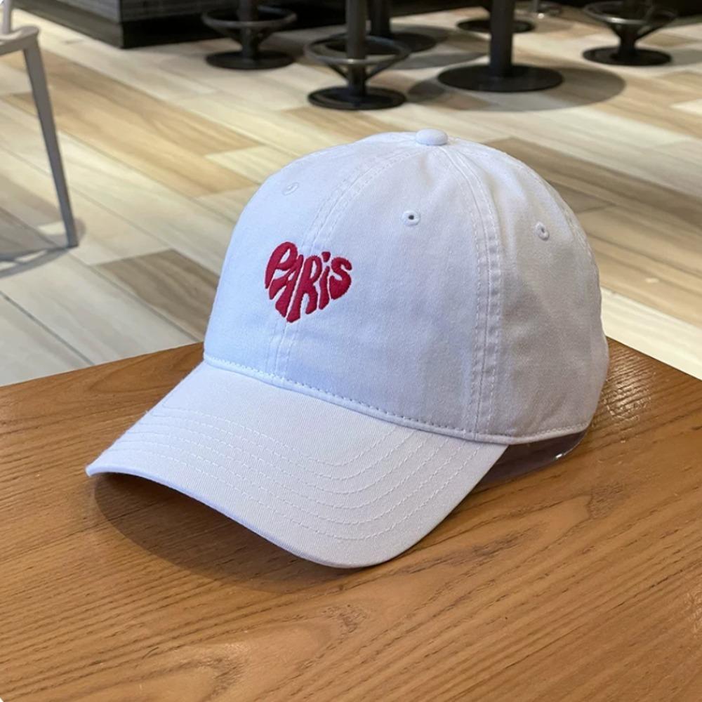 Paris Heart Embroidered Baseball Cap, Cotton Soft Top Adjustable Hat For Men Women Daily Outdoor Streetwear Fashion Headwear